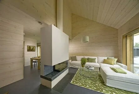 Minimalism style in the interior of a one-story house