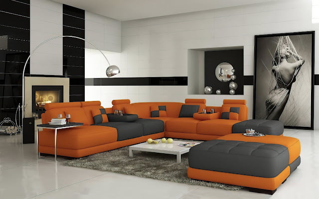 orange and grey living room ideas