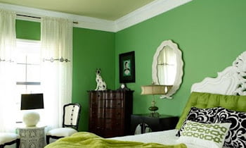 Green Two Colour Combination For Bedroom Walls