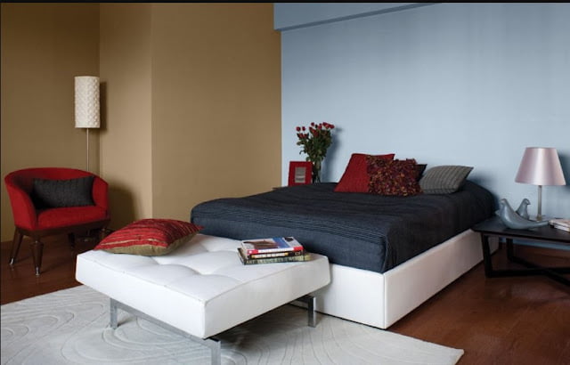 brown two colour combination for bedroom walls
