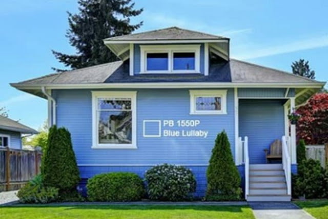 sky blue colour house outside