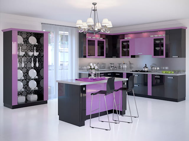 purple and gray kitchen ideas