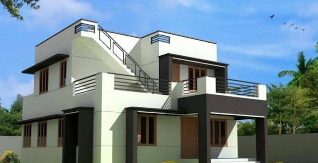 Minimalist 2-storey flat roof house