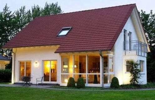village single floor home front design
