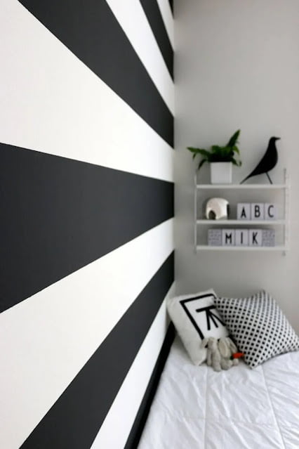 black and white stripe room paint