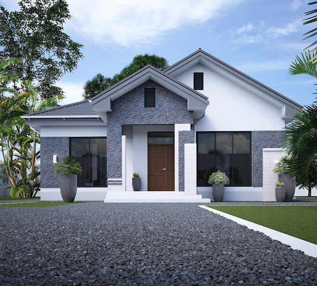 simple bungalow house design with terrace