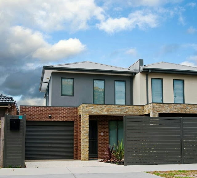 2-storey house design with natural stone