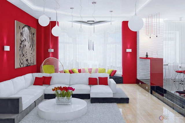 red black and white living room decorating ideas