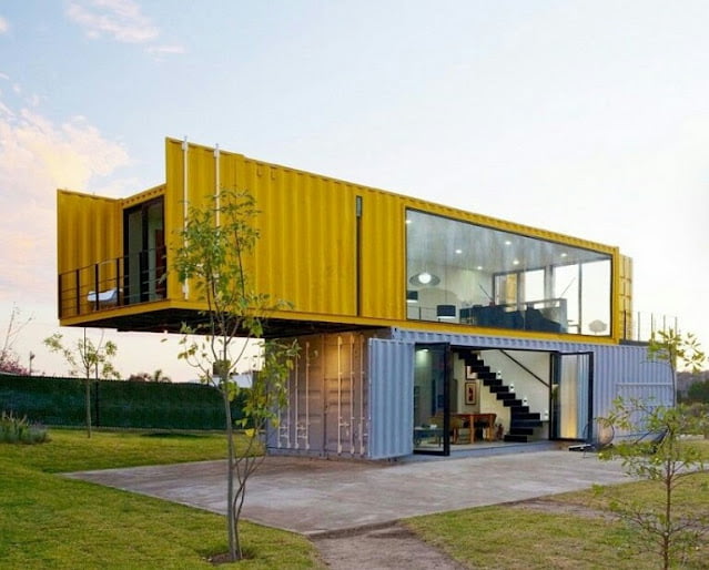 Minimalist 2-storey house from used containers