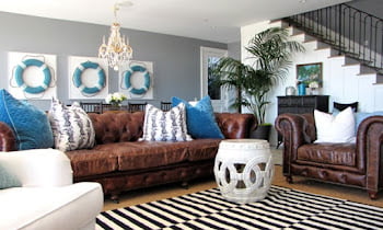 Two Colour Combination For Living Room With Brown Furniture