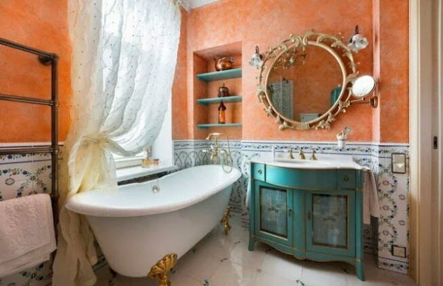 Provence style curtains for the bathroom Provence style curtains for the bathroom