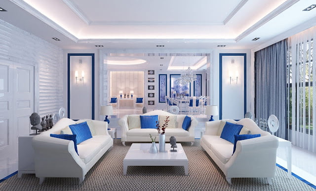 modern grey and blue living room ideas