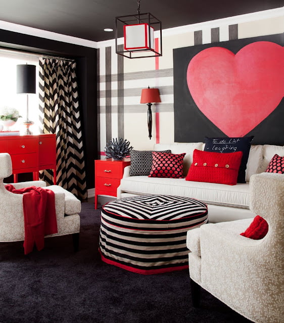 red black and white living room decorating ideas