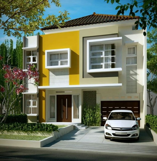 Minimalist 2-storey house in bright colors