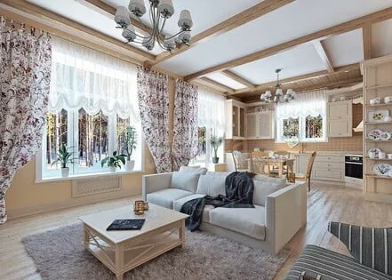 Interior decoration in the style of Provence in a one-story house
