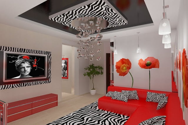red black and white living room decorating ideas