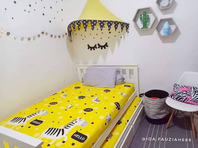 design bilik tidur remaja perempuan simple