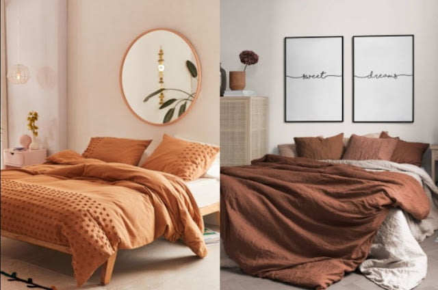 brown two colour combination for bedroom walls