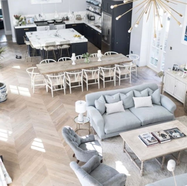 family room dining room combo
