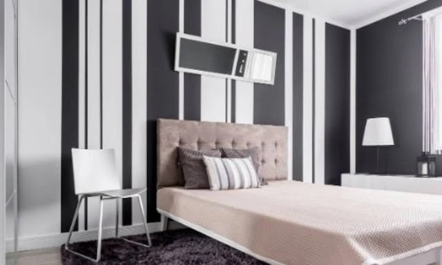 black and white stripe room paint