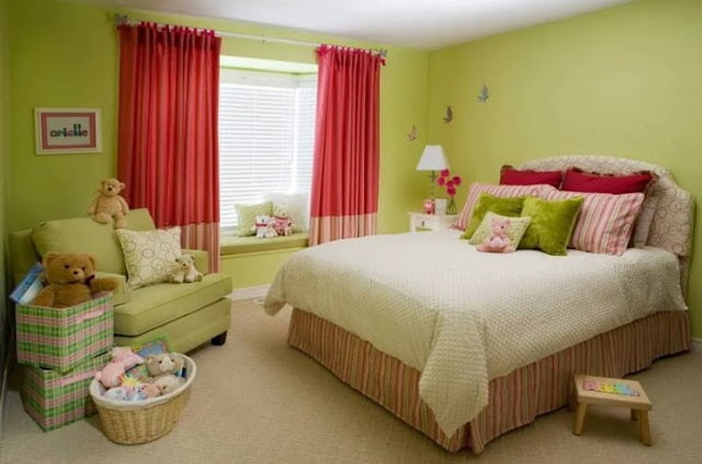 red curtains living room