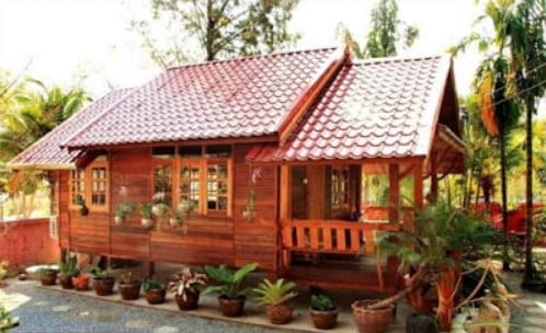 village single floor home front design
