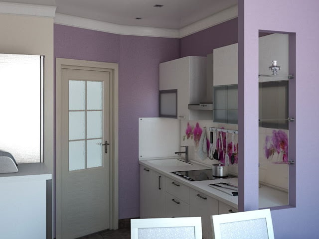 light purple kitchen walls