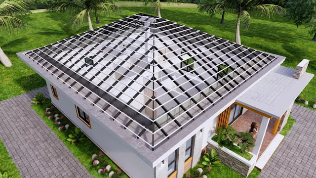 gambar desain rumah kecil 8x11 meter 3 kamar tidur 2 kamar mandi lengkap dengan denah