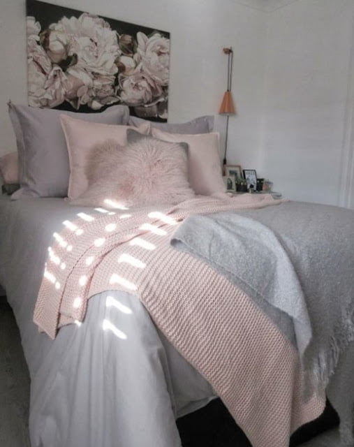 modern cozy grey and white bedroom