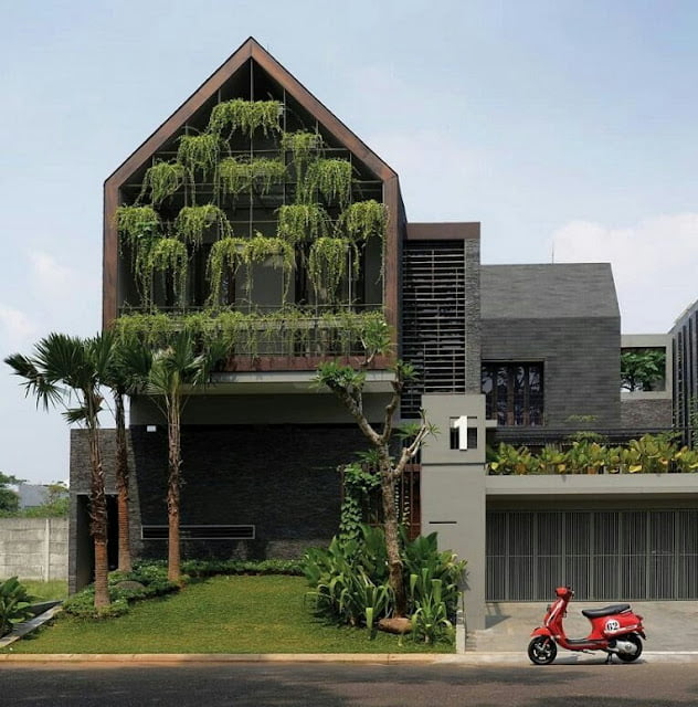 Minimalist 2-storey house with hanging garden