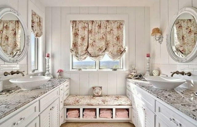 Provence style curtains for the bathroom Provence style curtains for the bathroom