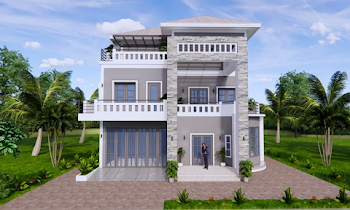 3 Floor House Design 12x23 Meters 5 Bedrooms
