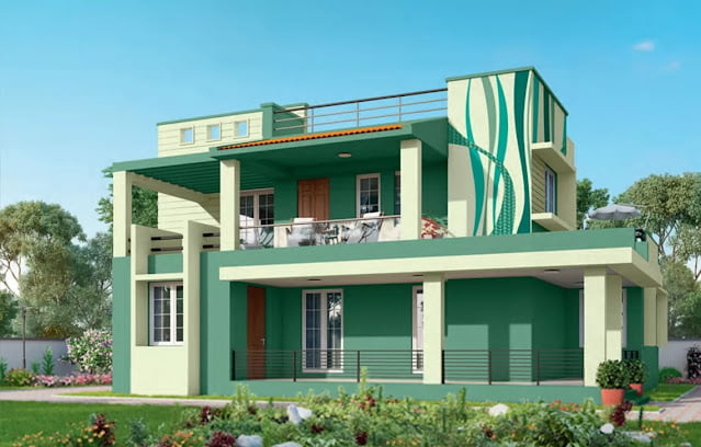 indian house colour combination outside
