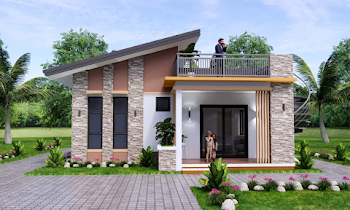 Small House Plan 8x11 Meters 3 Bedrooms 2 Bathrooms