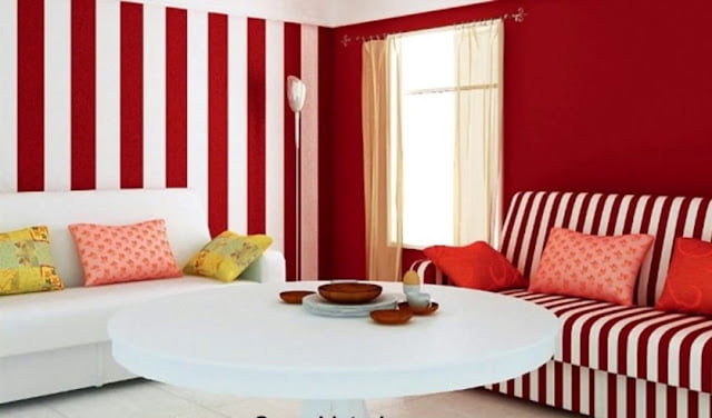 red and white wall paint design