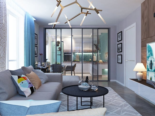 modern grey and blue living room ideas