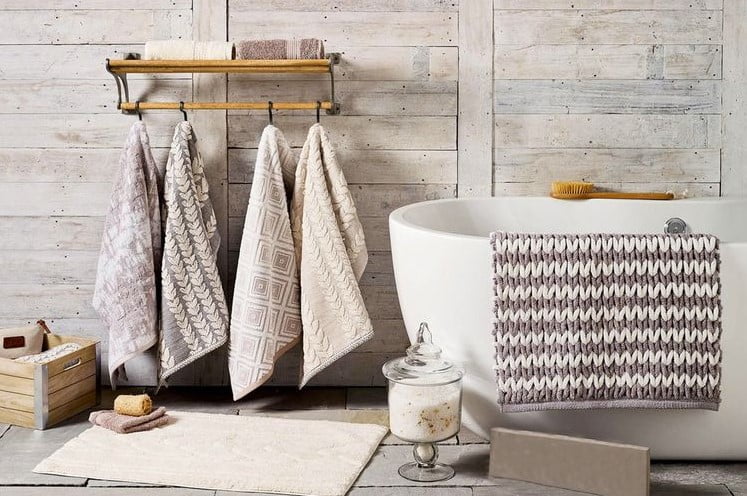 wooden bathroom towel rack