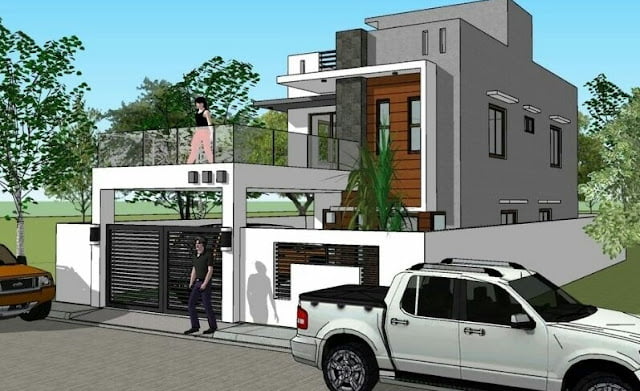 2 story house design with rooftop
