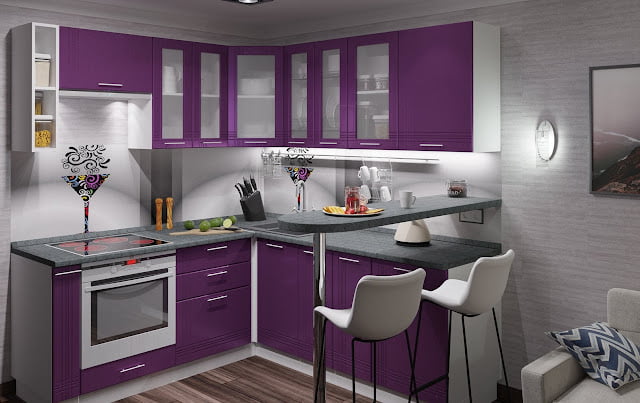 purple and gray kitchen ideas