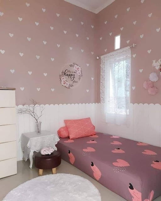 design bilik tidur remaja perempuan simple