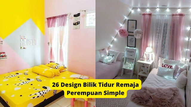 design bilik tidur remaja perempuan simple