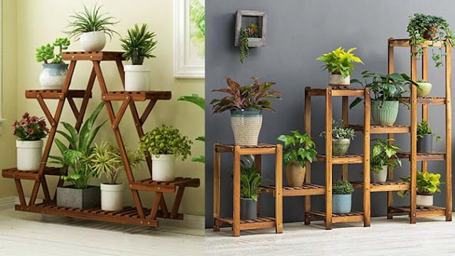 recommendations for simple wooden flower shelf models