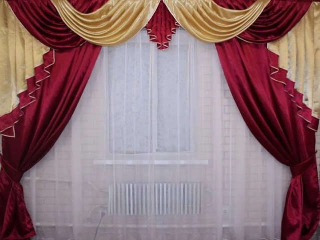 red curtains living room