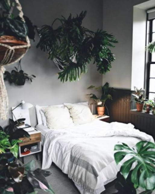 modern cozy grey and white bedroom
