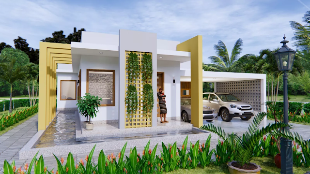 12x14 meter 2 bedroom 2 bathroom house plan