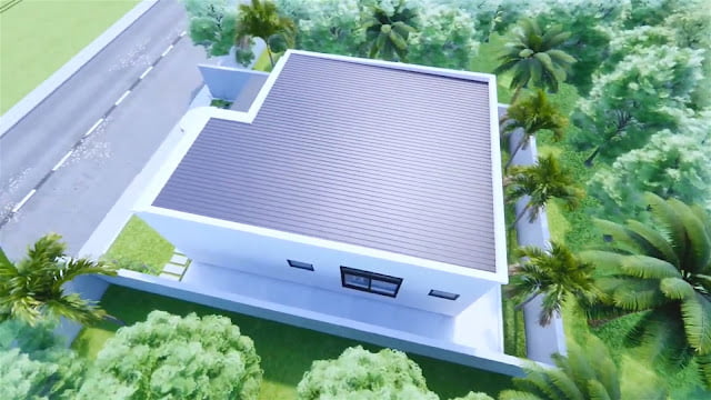 Front view of a modern minimalist house 7.5m x 9m