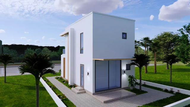 Small Two Floor House Plan 4.7 x 9 Meters 2 Bedrooms 2 Bathrooms