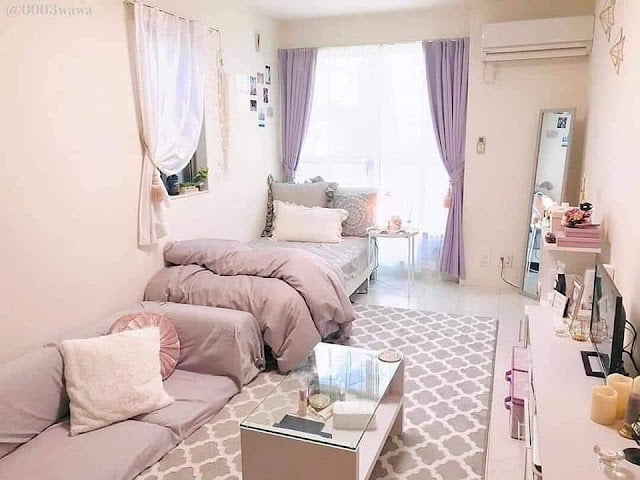 design bilik tidur remaja perempuan simple