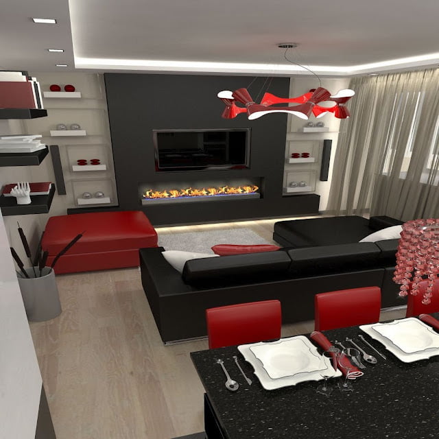 red black and white living room decorating ideas