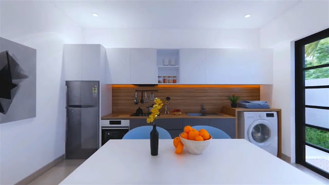 Front view of a modern minimalist house 7.5m x 9m